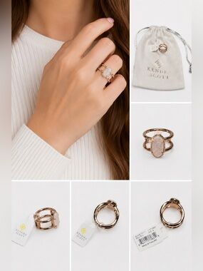 Kendra Scott Elvie Rose Gold Druzy Ring Size 6 NWT